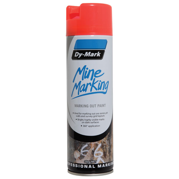 DY-MARK MINE MARKING VERTICAL FLURO RED 350G AEROSOL 